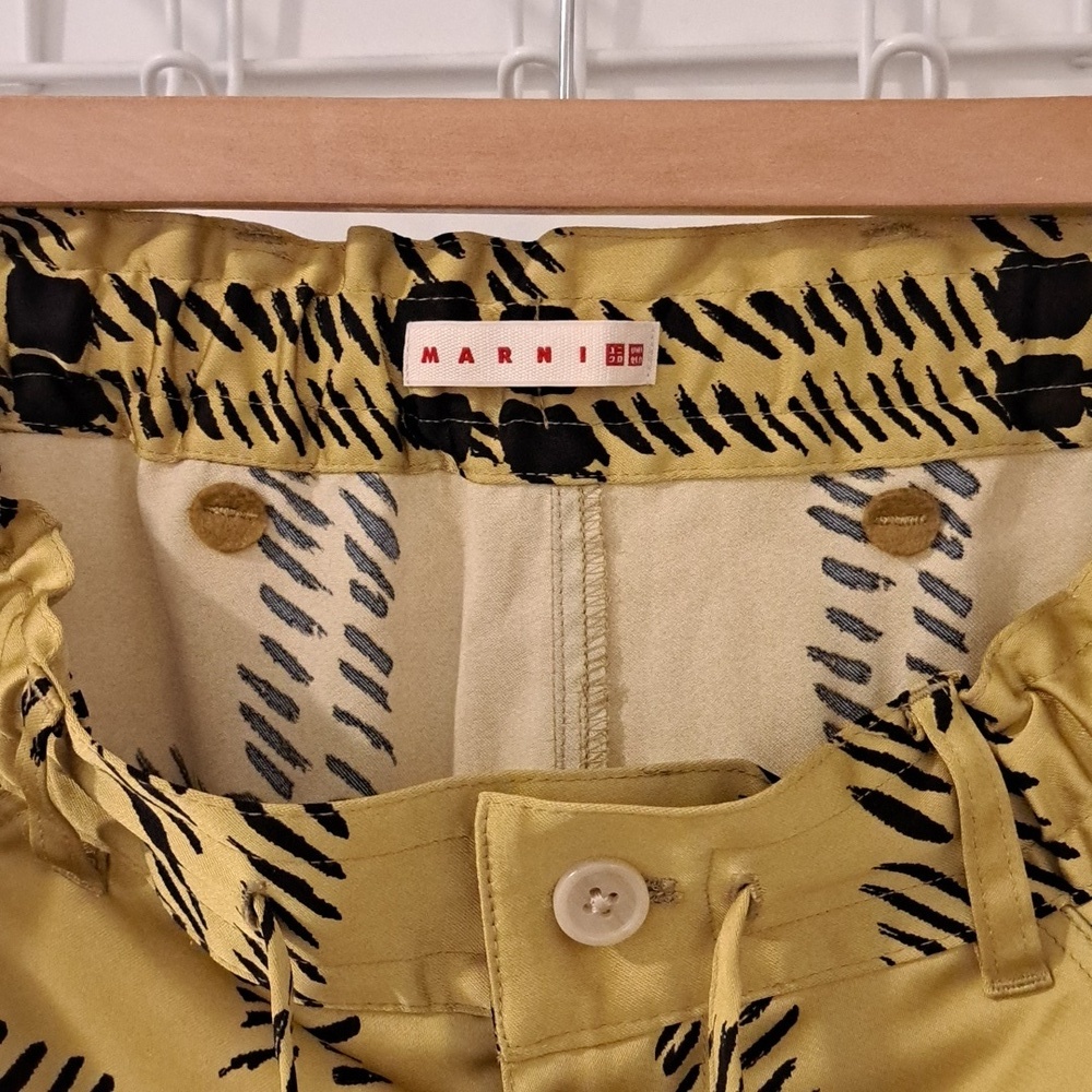 Uniqlo x Marni Green/Chartreuse & Black Graphic Plaid Wide-leg Pants (Size XS) - Picture 2 of 6